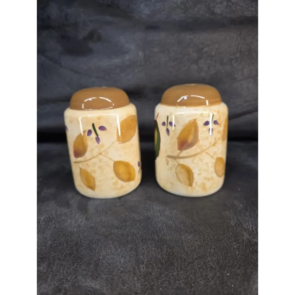 Asia Master Group Fall Harvest Leaves Ceramic Salt & Pepper Shakers Set Vintage